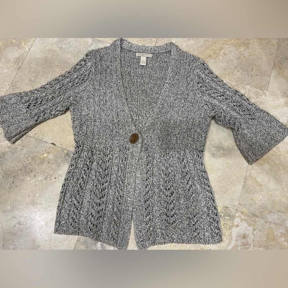 DESIGNER Cardigan Sweater  Open Work A Gianetti Womens 1X PLUS SZ Single Button